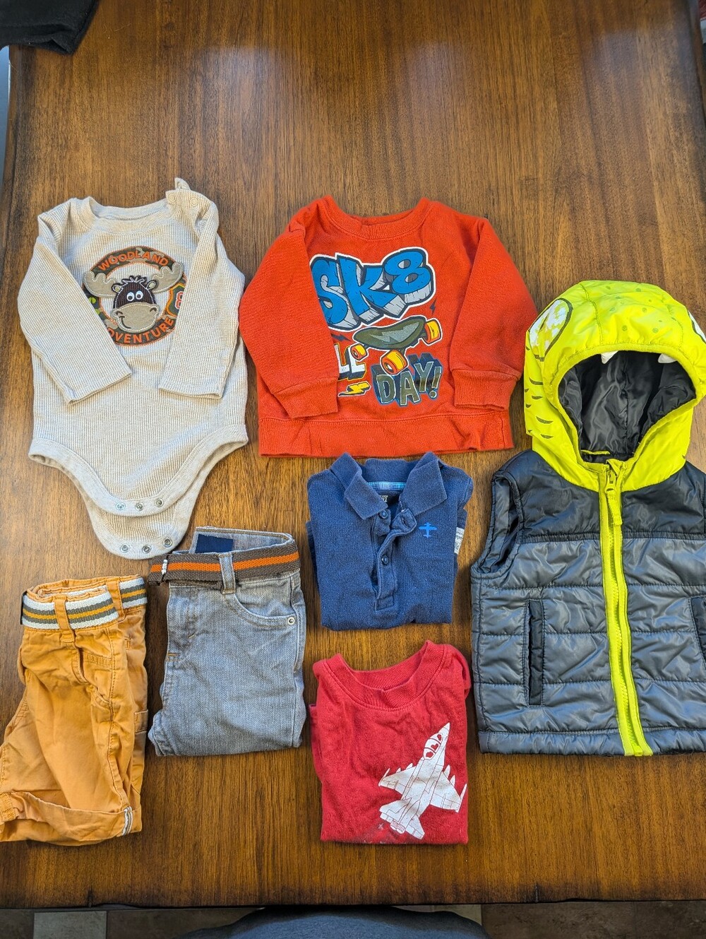 Bundle Of 7 Pcs Boys Clothing Size 12M Puffer Vest Sweater See Description